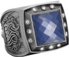 Championship Ring with Blue Center Stone- Silver [RGSJ-S-12ST-BLU]