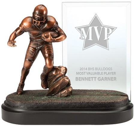 Bronze Football Gallery Resin with Engravable Jade Crystal [RMFB97]