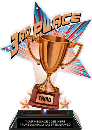 3rd Place Shattered Star Colorix Acrylic Trophy- 7 inch [TACR7-STR-3RD-Q]