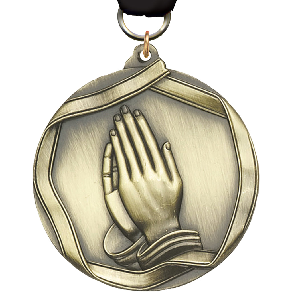 Praying Hands Banner Edge Medal [M2RE-PH]