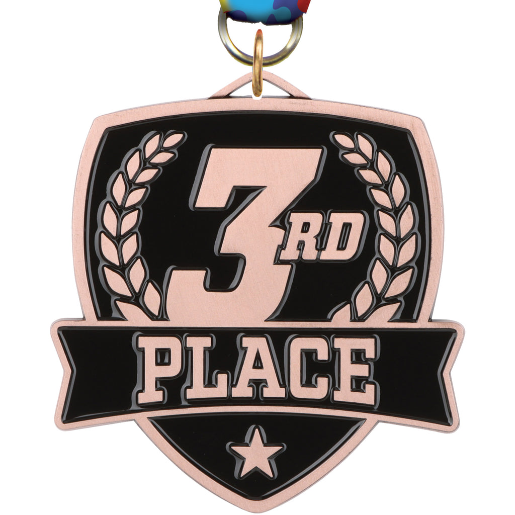 3rd Place 2.5" Banner Shield Medal [MPSHD2-3RD]