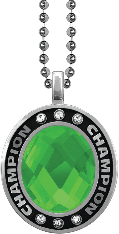 Green Gem Silver Champion Charm [CSOV-CHMP-STN-GRN-S]