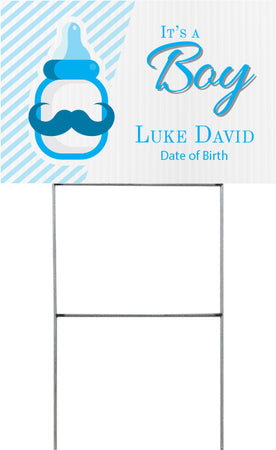 Birth Announcement Boy Yard Sign - 18 x 12 inch [YS1812-BRT-M]