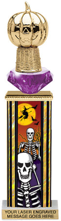 Halloween Skeletons Diamond Riser Rectangle Column Trophy- 13 inch [TDRSQ13STK-SKL]