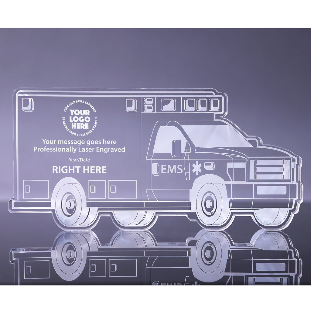 1 inch Thick Ambulance Acrylic Awards - Engraved