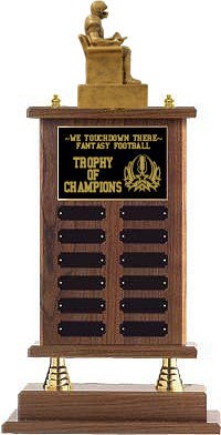 Gold Finish Fantasy Football Walnut Finish Perpetual Trophy [TPP22-FFBP]