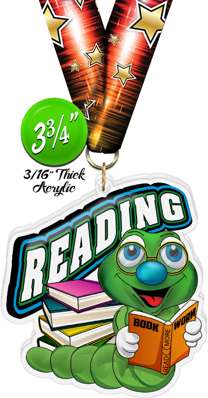 Bookworm Mascot Colorix-M Acrylic Medal [MACR375-BKWM-Q]