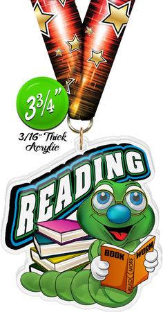 Bookworm Mascot Colorix-M Acrylic Medal [MACR375-BKWM-Q]