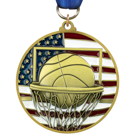 2.75" Basketball Patriotic Medal [MSUS2-BK]