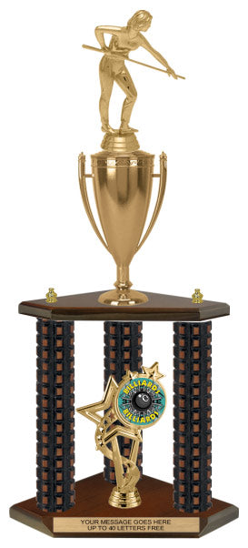 Wood Column 3-Post Trophy w/ Insert [TWD3P22]