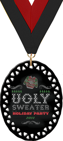 Custom Oval Ceramic Ornament with Neck Ribbon [OXCER-OVL-NCK]