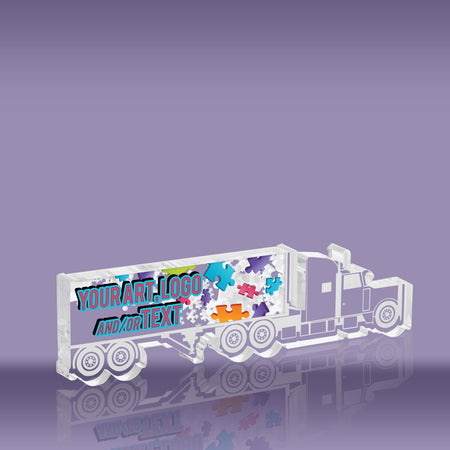 Conventional Tractor Trailer Acrylic Award - 10.5 inch Color [ATRK-001-10-FC-Q]