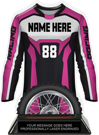 Motocross Jersey Colorix-T Acrylic Trophy - Pink [TACR7-JSY-MOTOX-PNK-Q]