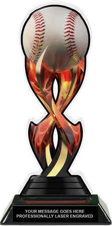 Baseball Tribal Flames Acrylic Trophy- 10 inch [TACR10-TF-BS-Q]