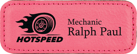 Leatherette Rectangle Badge - Pink [BJRCTS-8]