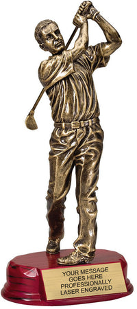 Golf Swing Male Antique Gold Resin 10.75" [GMB3321B]