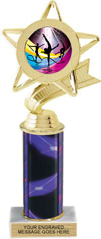 Star & Pennant Color Insert Trophy w/ Column [Ti10-P43]