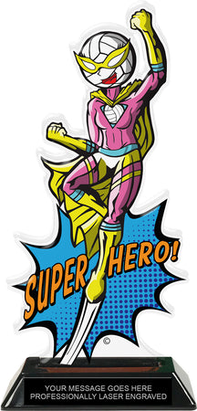 Volleyball Female Super Hero Acrylic Trophy- 10 inch [TACR10-SH-VBF-Q]