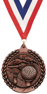 2.75 in Golf Wreath Framed Medal- Bronze [M311-GL-B]
