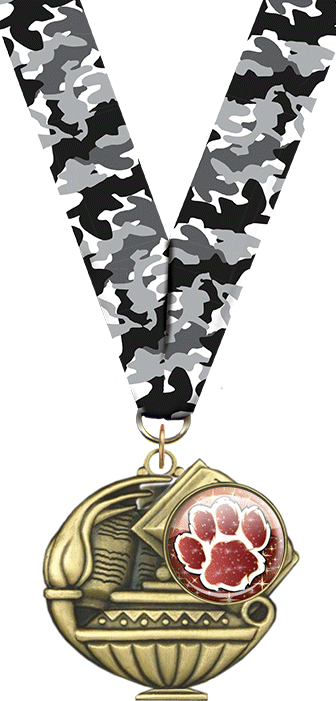 2" Paw Maroon & White Insert Academic Medal [MAP2-i-PAW-MRNWHT]