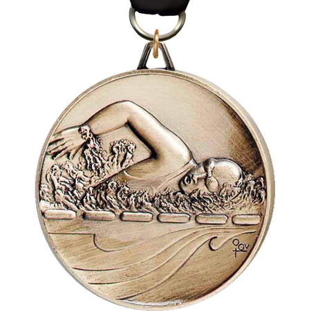2.5 inch Premium Satin Finish Medal - Swimming Female [MF92-SWF]