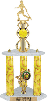 Softball Sport Color Riser Three-Post Trophy [TCSR3P22-SB] – Trophy Depot