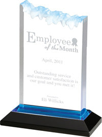 Acrylic Frosted Award with Reflective Bottom- Blue 7 inch [AFRST7-BLU]