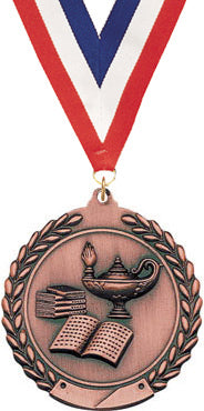 2.75 in Knowledge Wreath Framed Medal- Bronze [M311-KN-B]