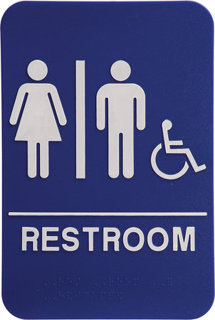 ADA 6 x 9 Blue/White Unisex Accessible Restroom Sign [AJDA-203]