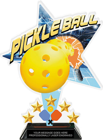 Pickleball Shattered Star Colorix Acrylic Trophy- 10 inch [TACR10-STR-PKL-Q]