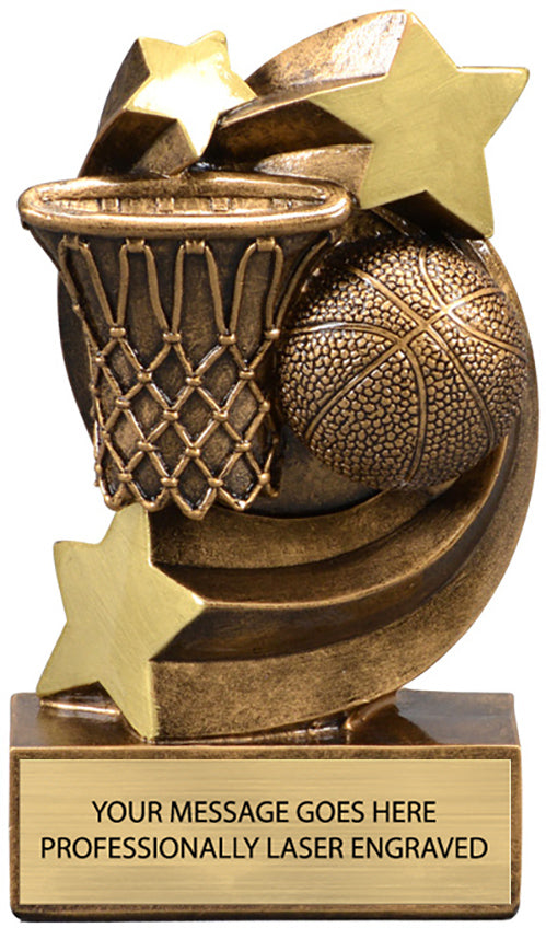 Basketball Star Swirl - 5.25" Resin Trophy [RPSS5-BK]