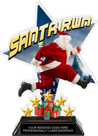 Santa Run Shattered Star Colorix Acrylic Trophy- 8.5 inch [TACR85-STR-SNTRN-Q]