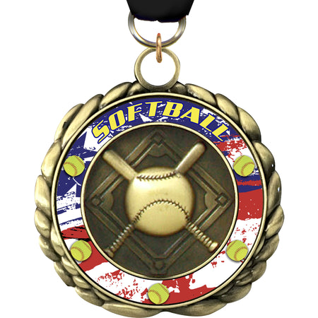 2.5" Softball Wraparoundz Insert Medal [MWZ2-SB]