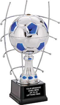 Metal Soccer Ball with Blue AccentsTrophy [CSCN80]