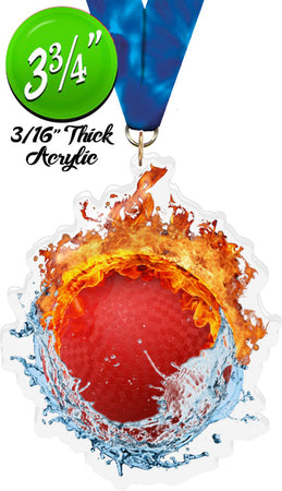 Fire & Water Kickball Colorix-M Acrylic Medal [MACR375-FW-KKBL-Q]