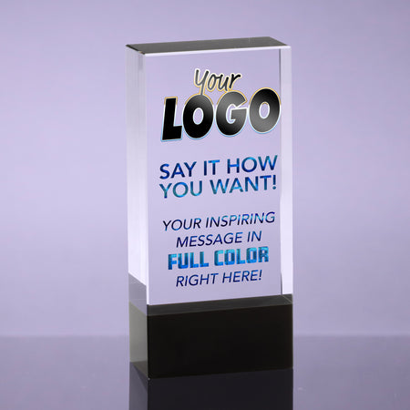 Crystal Block with Black Base - Full Color 6 inch [CM85-3-FC]