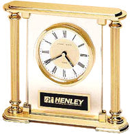 Goldtone Column Clock with Acrylic Upright [TDC9]