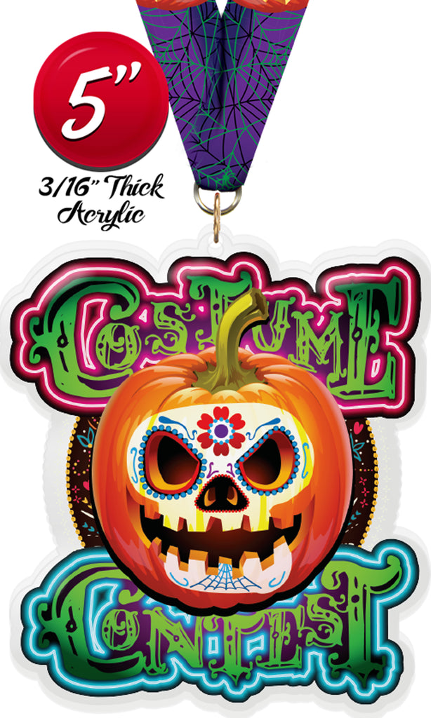 Sugar Skull Costume Contest Colorix-M Acrylic Medal - 5 inch [MACR5-HLWN-SGRCOS-Q]