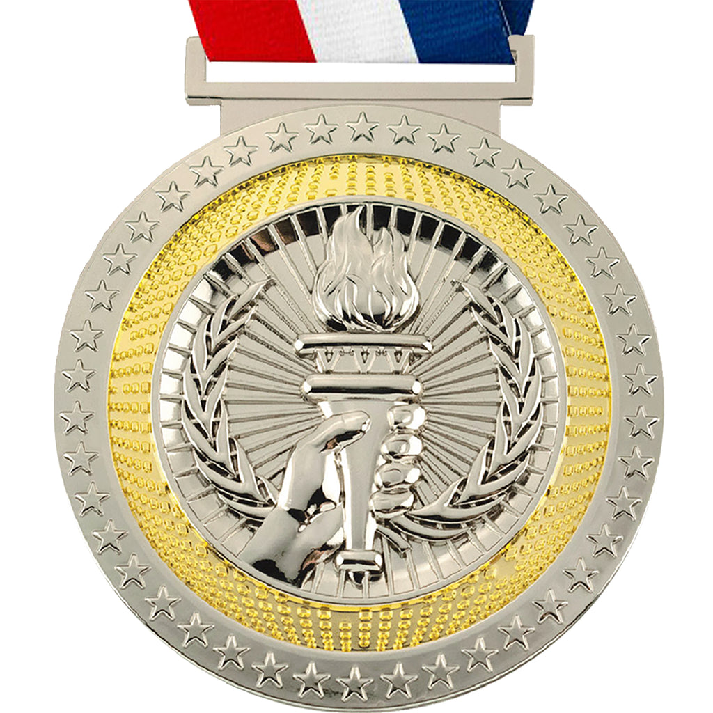 3.25" Victory Torch Dual Plated Diecast Medal [MSDP3-VY]