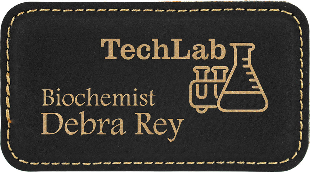 Leatherette Large Rectangle Badge - Black/Gold [BJRCTL-3]