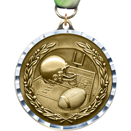 2.75 inch Football Diecast Medal with Diamond Cut Border [MM275DC-FB]