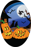 Halloween- Two Pumpkins Oval Insert [OV-2027]