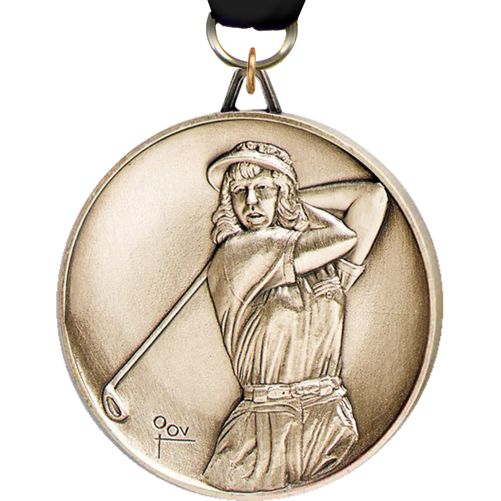 2.5 inch Premium Satin Finish Medal - Golf Female [MF92-GLF]