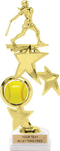Softball Triple Star Spinning Riser Trophy w/ Figurine [TTSS13-SB]