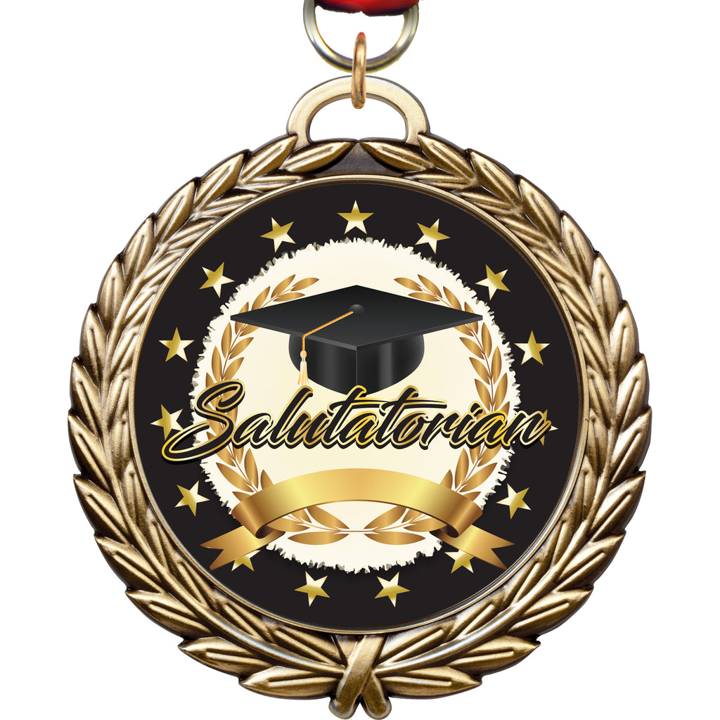 4" Valedictorian / Salutatorian XL Wreath Frame Insert Medal [MM34W-KN]