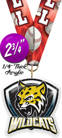 Wildcats Mascot Shield Colorix Acrylic Medal [MACR275-MSCT-WLCT-Q]