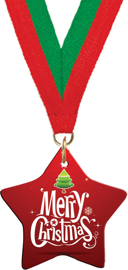 Custom 5-Pointed Star Ceramic Ornament with Neck Ribbon [OXCER-5STR-NCK]