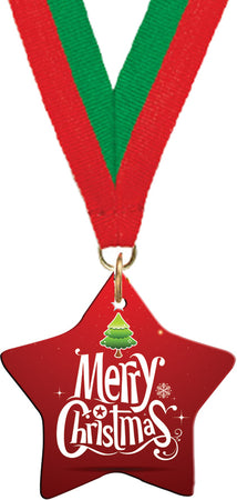 Custom 5-Pointed Star Ceramic Ornament with Neck Ribbon [OXCER-5STR-NCK]