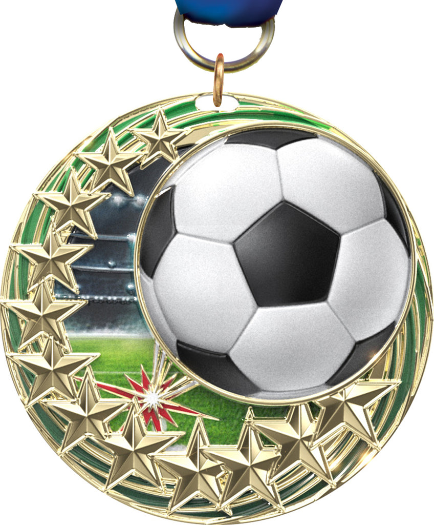 Soccer Blasting Stars Medal - 2.25 inch [MSSB2-SC]