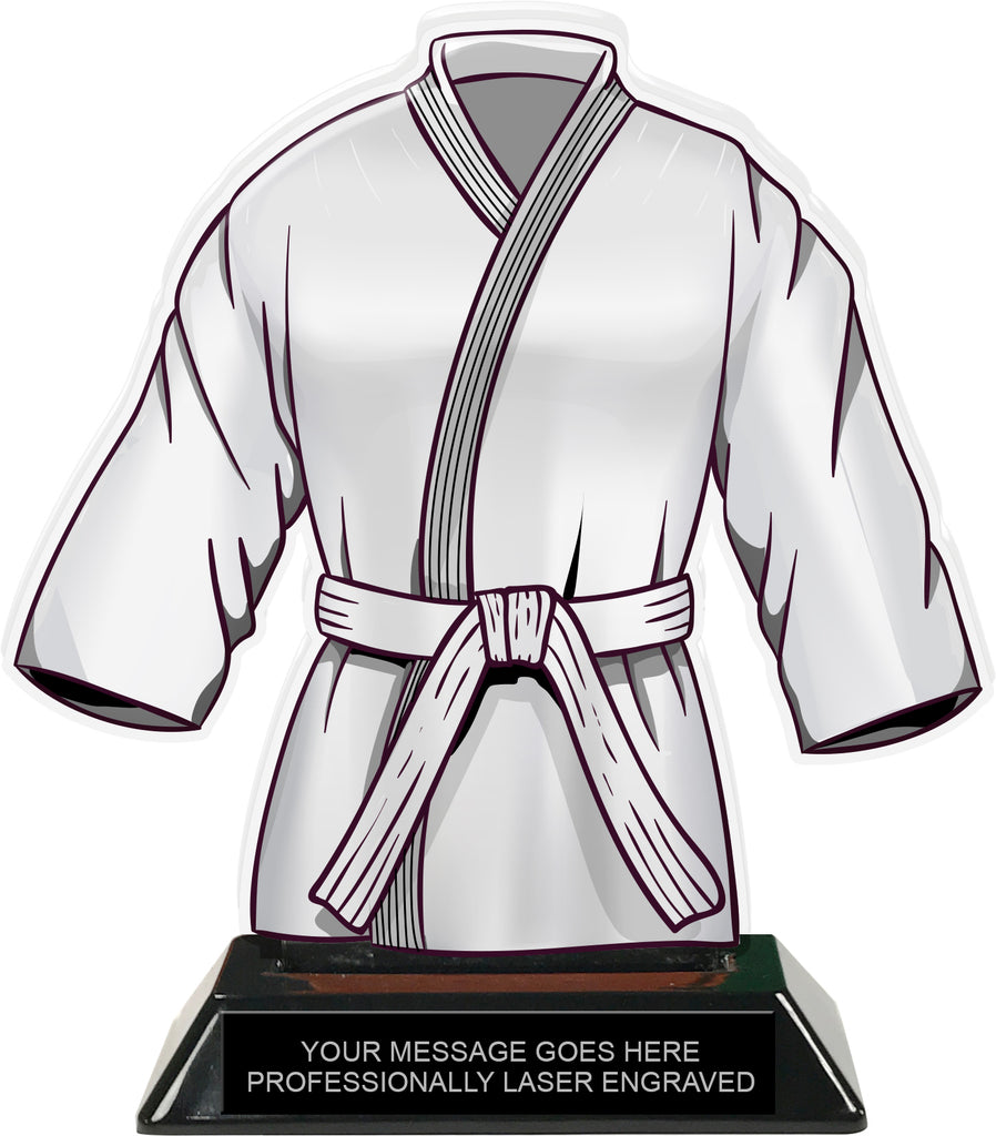 Martial Arts Uniform Colorix-T Acrylic Trophy- White [TACR7-JSY-MA-WHT-Q]
